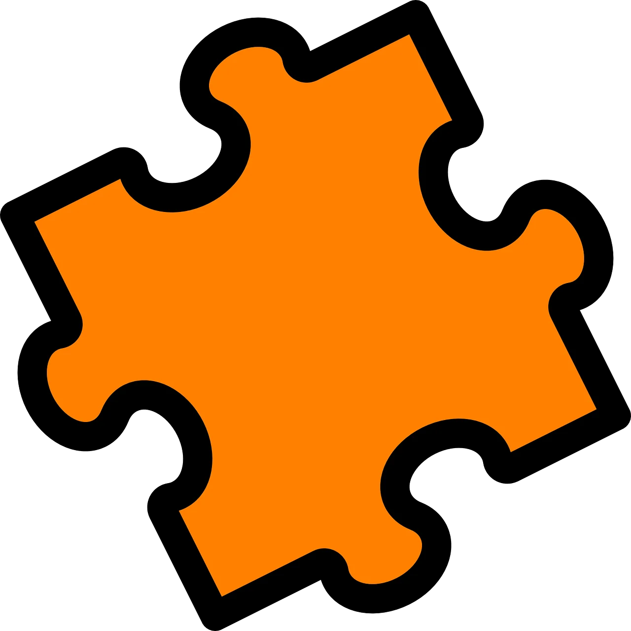 Bright Orange Jigsaw Puzzle Piece Clipart - Simple Interlocking Design