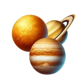 Celestial Trio: Mesmerizing Solar System Planets Clipart Illustration