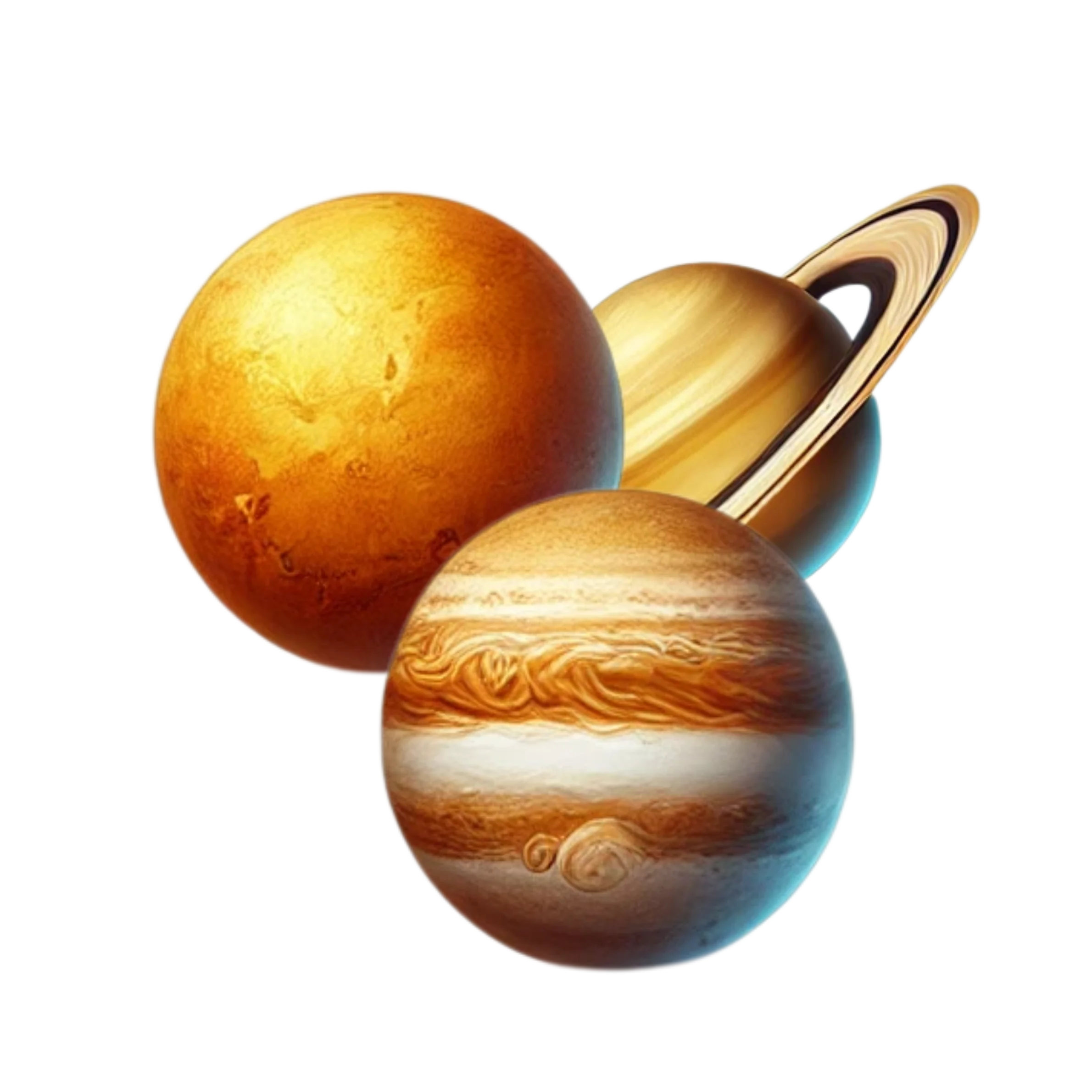 Celestial Trio: Mesmerizing Solar System Planets Clipart Illustration