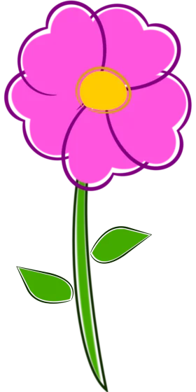 Charming Pink Wildflower Clipart with Delightful Cartoon-Style Petals