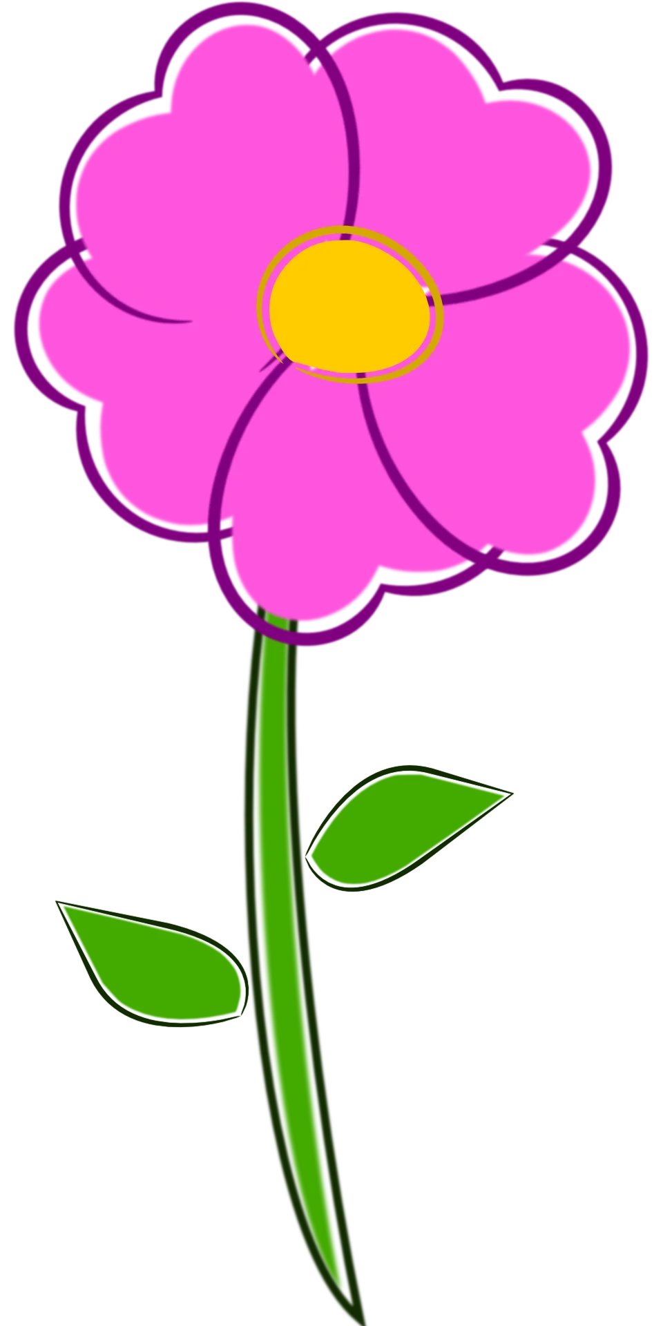 Charming Pink Wildflower Clipart with Delightful Cartoon-Style Petals