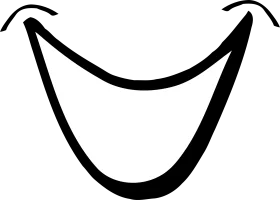 Cheerful and Expressive Black and White Smile Clipart Illustration