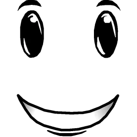 Cheerful Cartoon Smiley Face Clipart with Large Expressive Eyes and Warm Grin