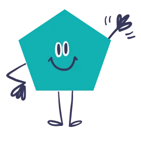 Cheerful Teal Pentagon Character Smiling Cartoon Clipart Design