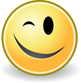 Cheerful Winking Smiley Face Clipart: Expressive Yellow Emoji Design