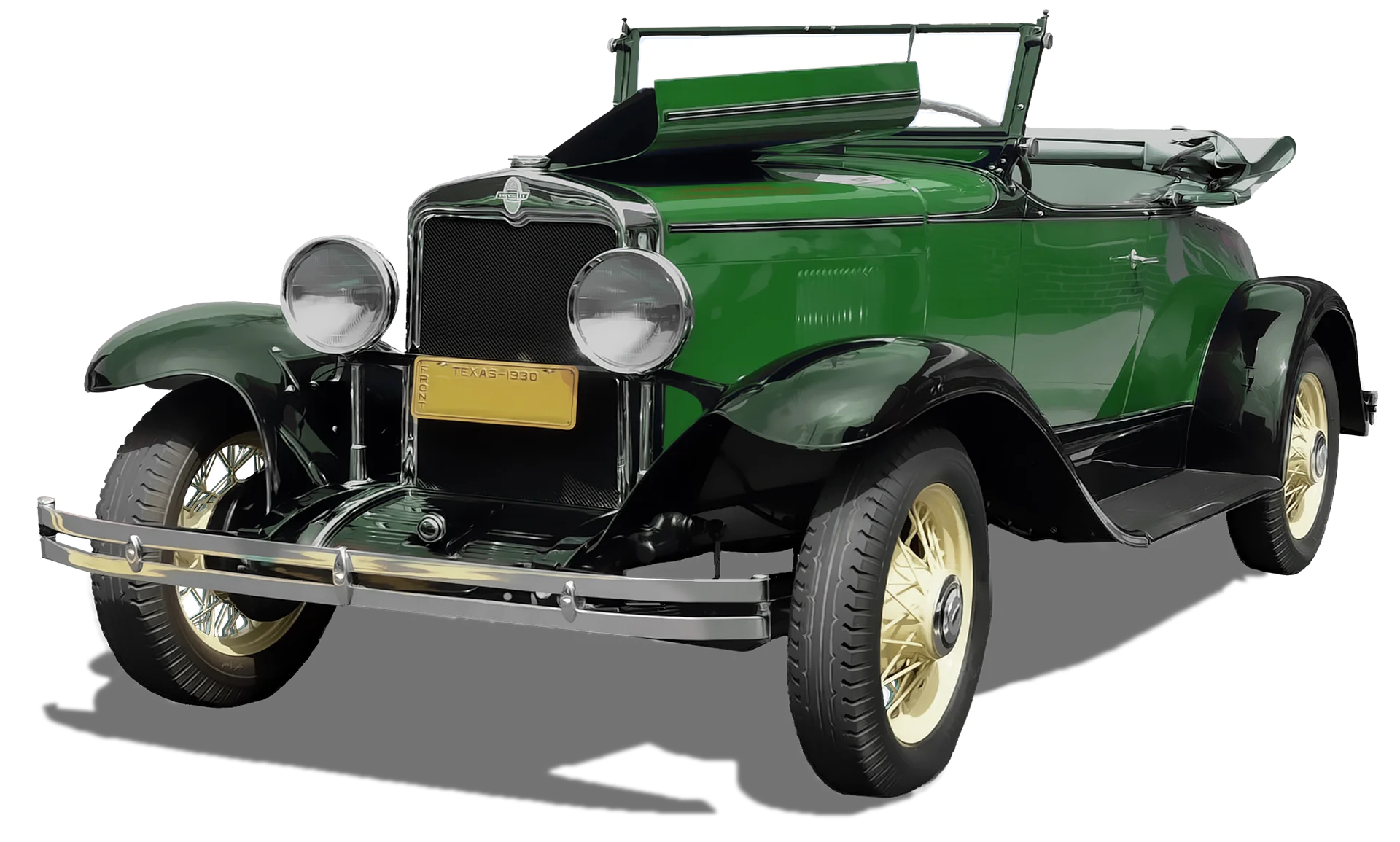 Classic 1920s Vintage Ford Model A Roadster Convertible Clipart Illustration