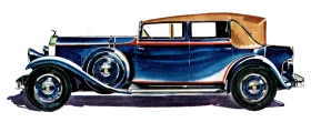 Classic 1930s Luxury Automobile Elegant Vintage Clipart Illustration