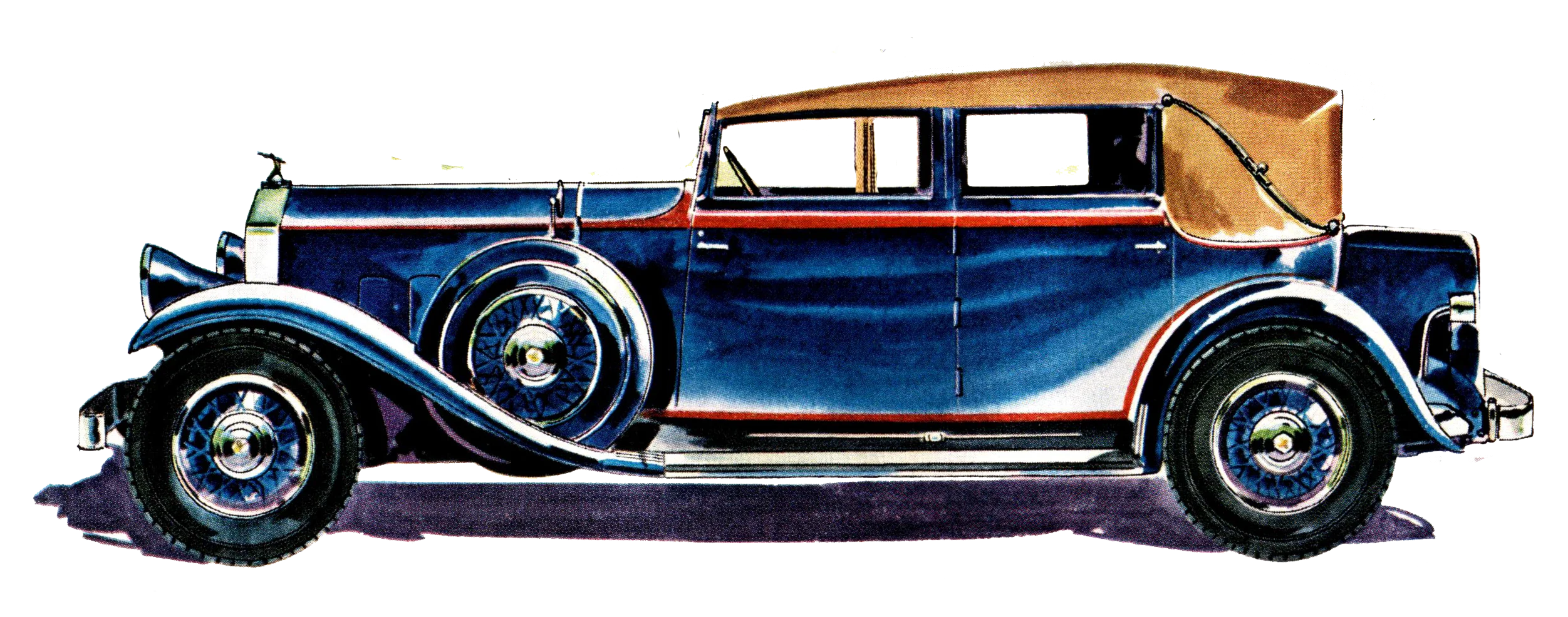 Classic 1930s Luxury Automobile Elegant Vintage Clipart Illustration