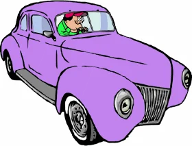 Classic 1940s Purple Hot Rod Vintage Automobile Clipart Illustration