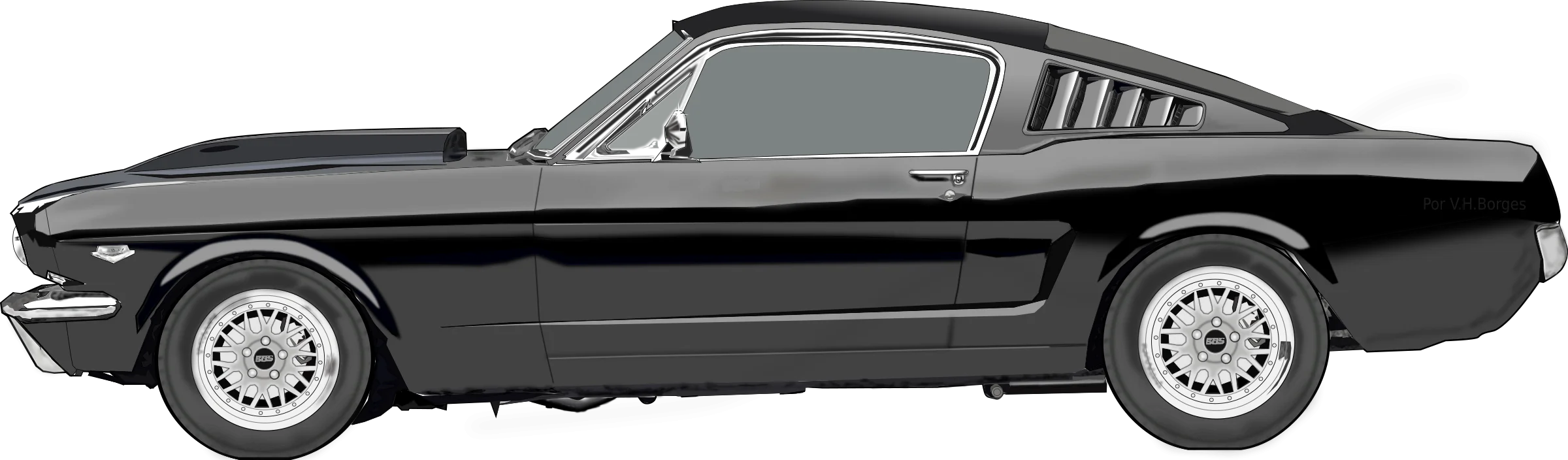 Classic 1960s Ford Mustang Fastback Vintage Automobile Clipart Design