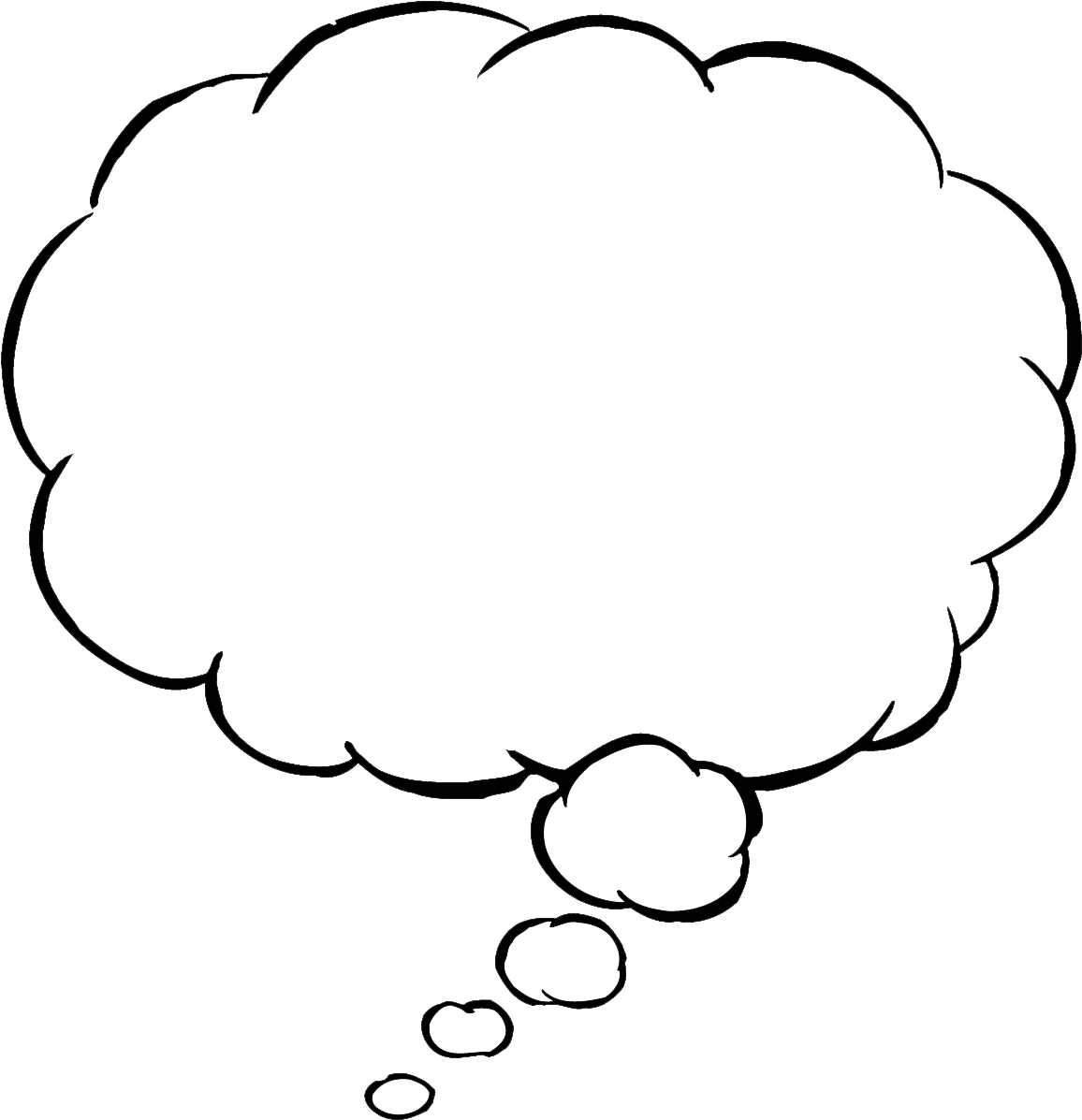 Classic Empty Comic Style Thought Bubble Clipart with Soft Curvy Outline