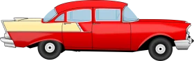 Classic Red 1950s American Vintage Automobile Clipart Illustration