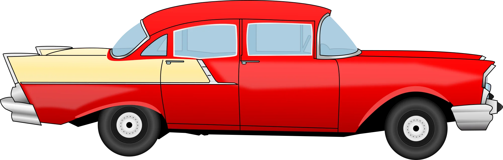 Classic Red 1950s American Vintage Automobile Clipart Illustration
