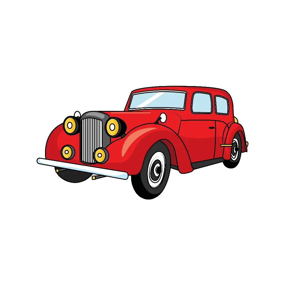 Classic Red Vintage Luxury Automobile Elegant Retro Clipart Illustration