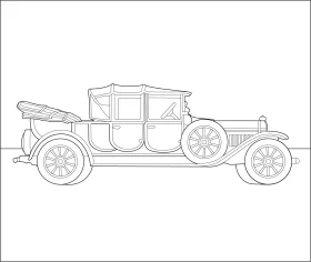 Classic Vintage Luxury Automobile Detailed Line Art Clipart Illustration