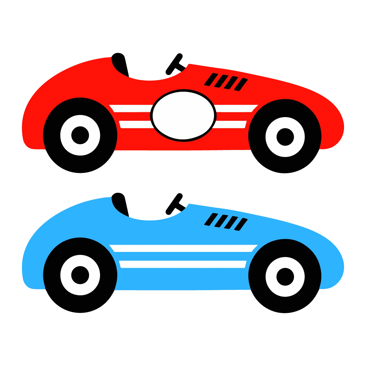 Classic Vintage Racing Cars Clipart - Retro Motorsport Illustration Set