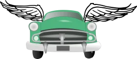 Classic Winged Green Vintage Car Clipart: A Nostalgic Automotive Fantasy