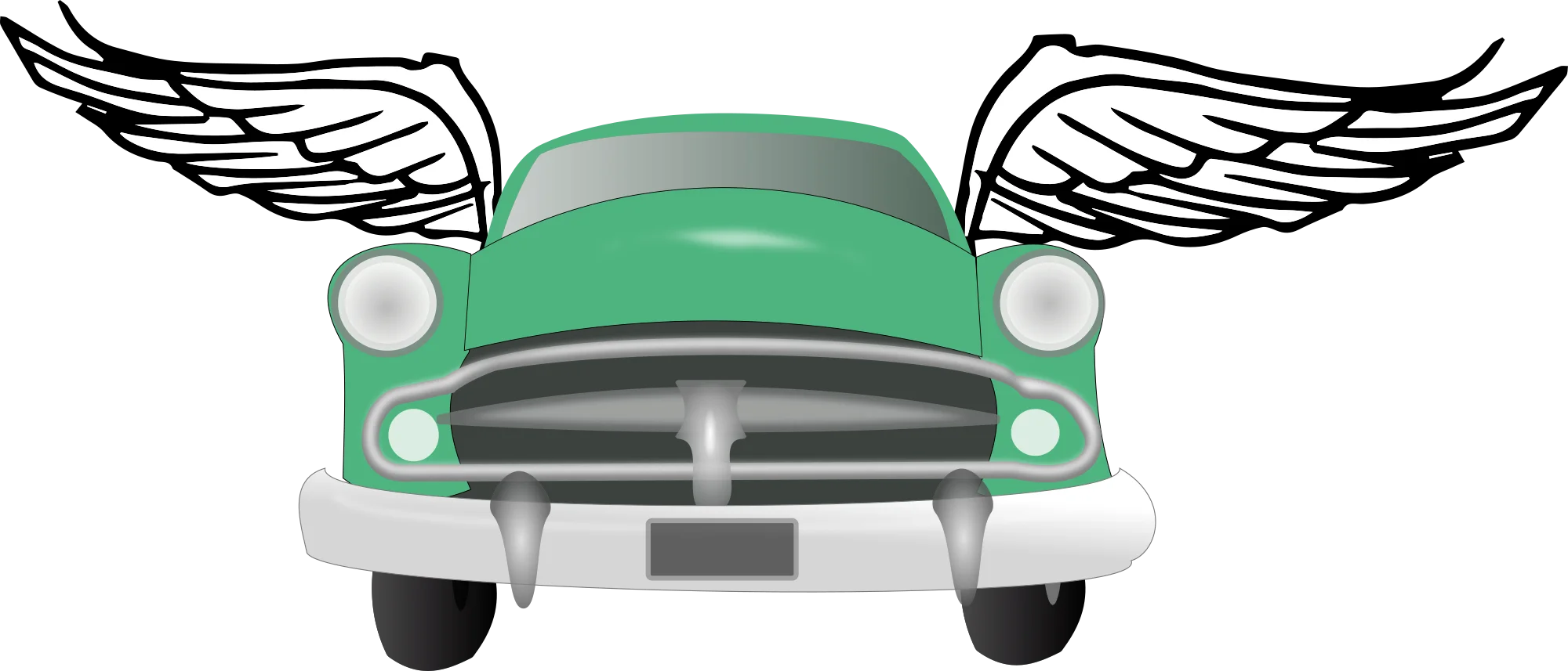 Classic Winged Green Vintage Car Clipart: A Nostalgic Automotive Fantasy