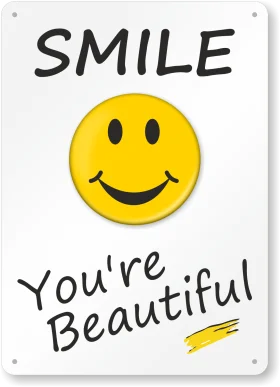 Classic Yellow Smiley Face Clipart Poster with Positive Motivational Message
