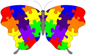 Colorful Butterfly Jigsaw Puzzle Pieces Clipart Symbolizing Unity and Connection
