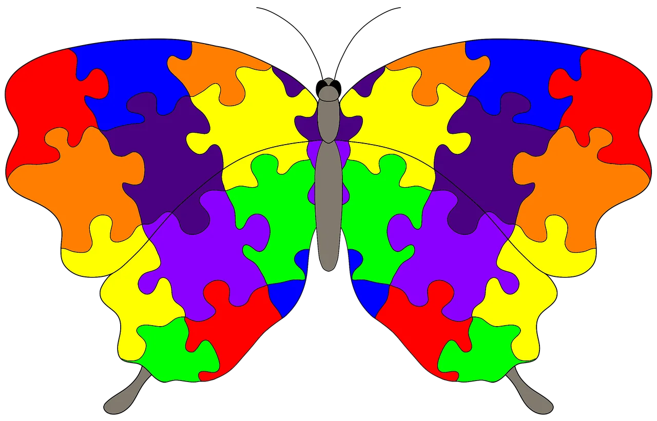 Colorful Butterfly Jigsaw Puzzle Pieces Clipart Symbolizing Unity and Connection
