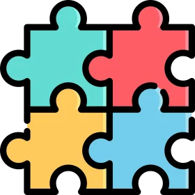 Colorful Interlocking Jigsaw Puzzle Pieces Clipart Design Illustration