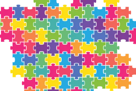Colorful Interlocking Jigsaw Puzzle Pieces Clipart Illustration Design