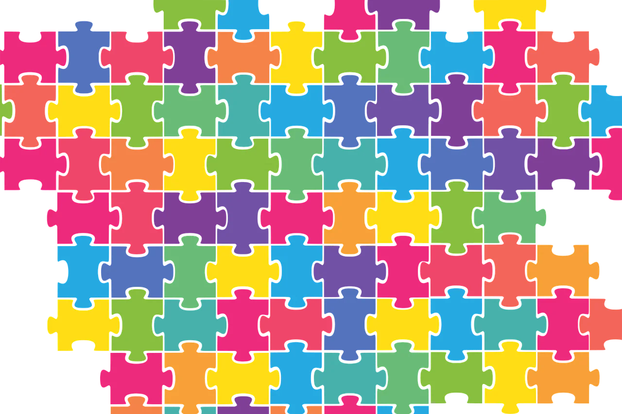 Colorful Interlocking Jigsaw Puzzle Pieces Clipart Illustration Design