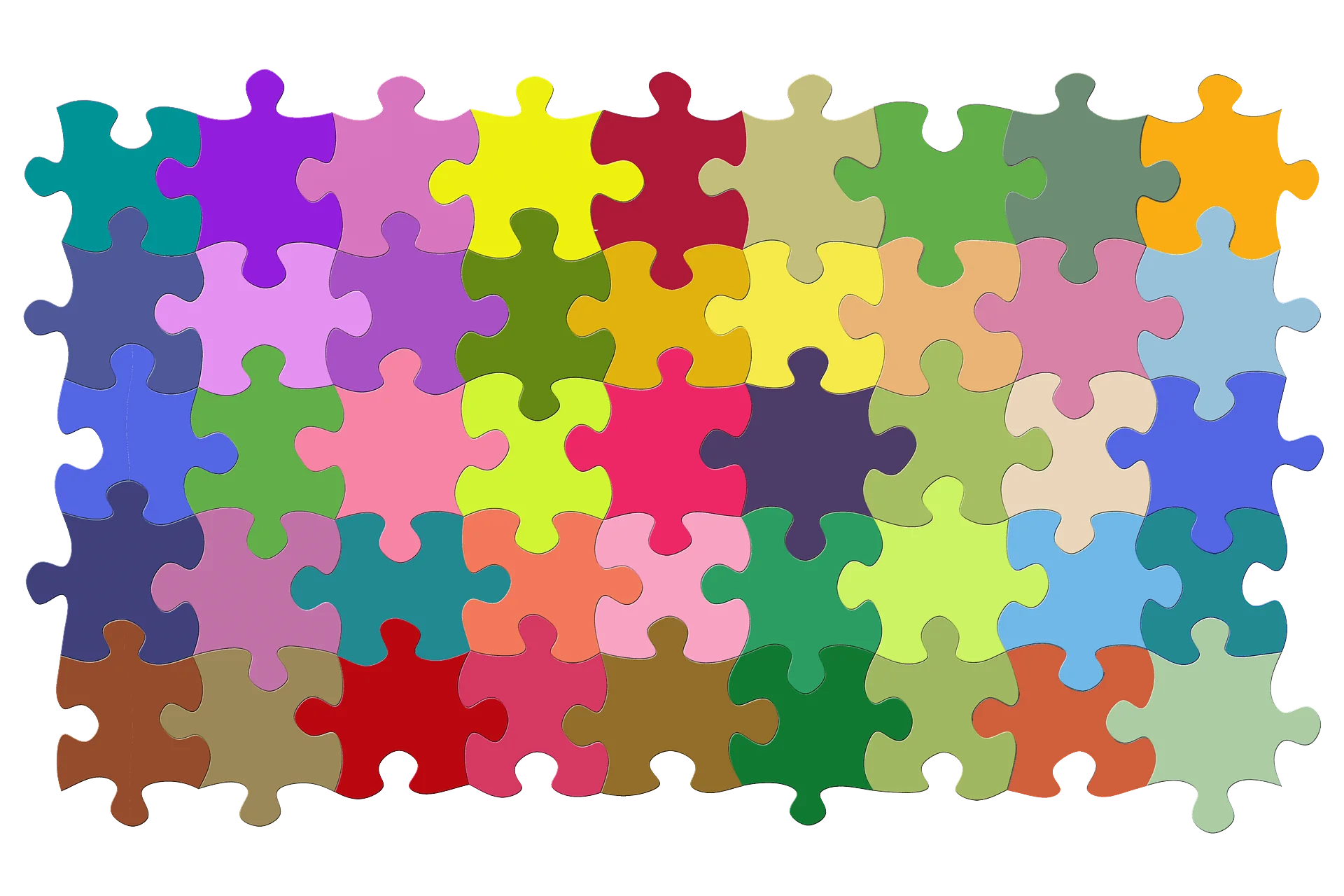 Colorful Interlocking Puzzle Pieces Clipart: A Mosaic of Interconnected Shapes