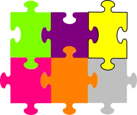 Colorful Interlocking Puzzle Pieces Clipart - Teamwork and Problem Solving Graphic