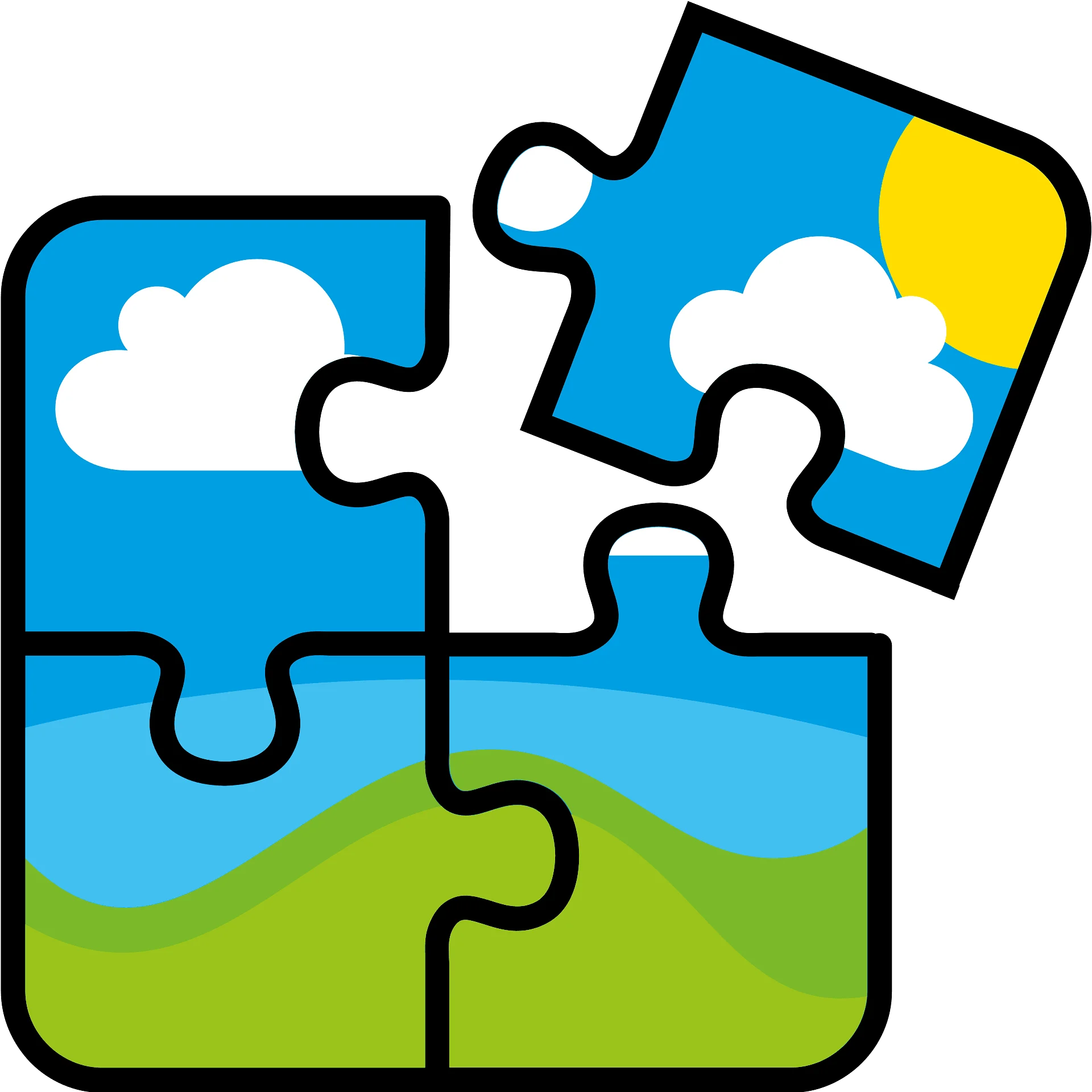 Colorful Landscape Jigsaw Puzzle Pieces Connecting Creative Clipart Design