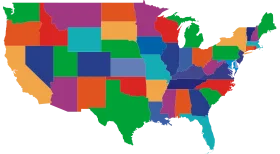 Colorful United States Geographical Representation Clipart with State-wise Color Coding