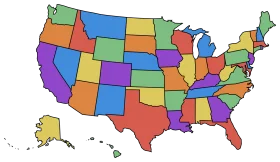 Colorful United States Map Clipart: Diverse State Representation Across America