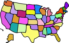 Colorful United States Mosaic Clipart: A Playful Geographical Representation