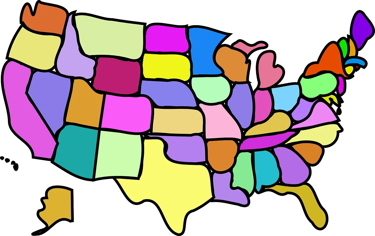 Colorful United States Mosaic Clipart: A Playful Geographical Representation