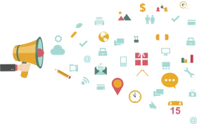 Comprehensive Social Media Communication Clipart Illustration Design