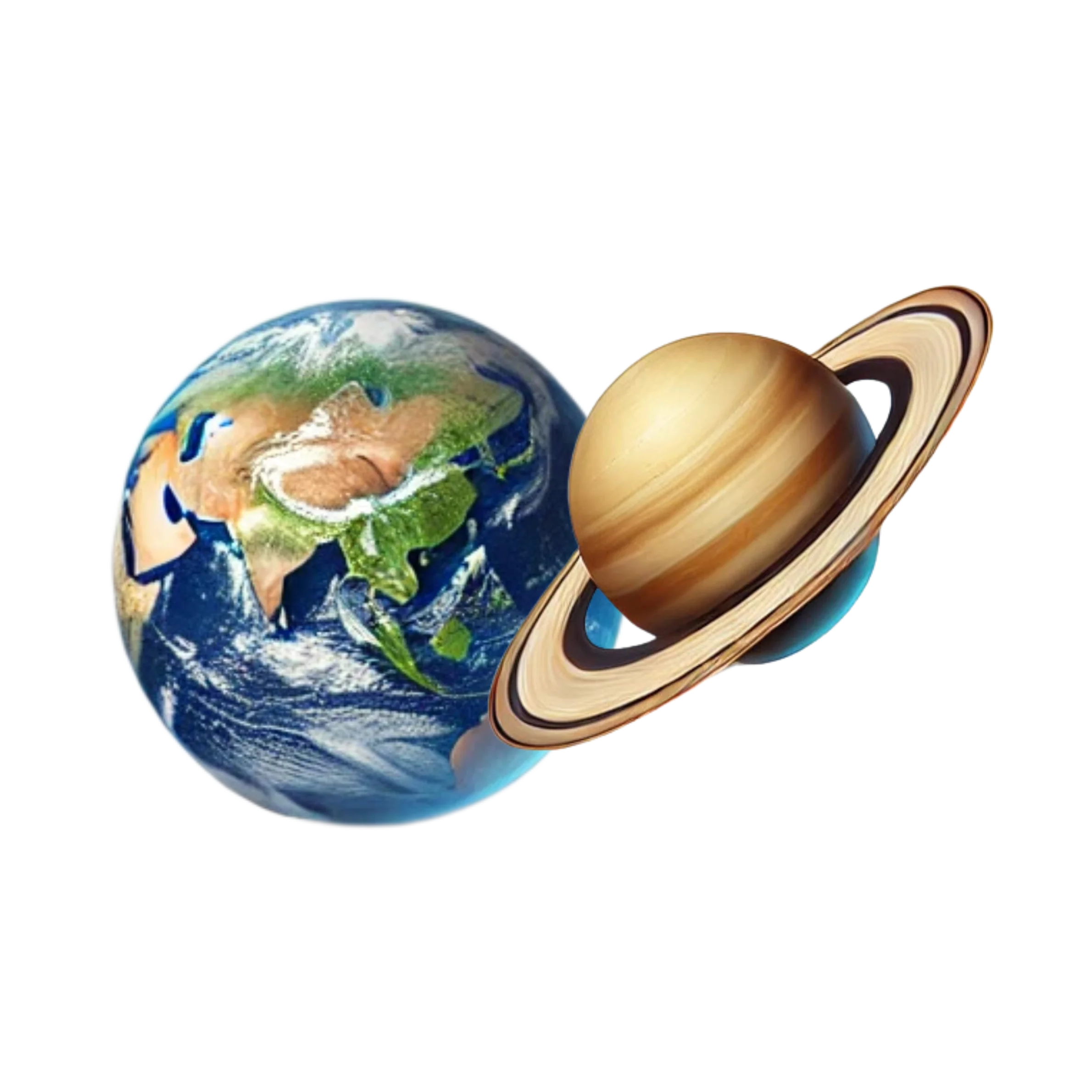 Cosmic Companions: Earth and Saturn Celestial Clipart Illustration