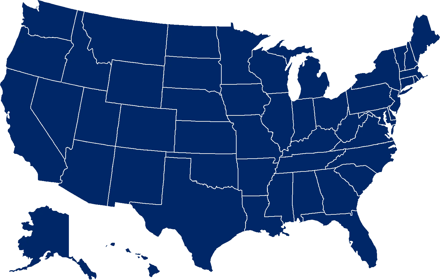 Deep Navy Blue United States of America Silhouette Clipart Vector Map