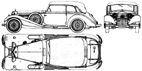 Detailed Technical Schematic Clipart of Classic Vintage Luxury Automobile Blueprint