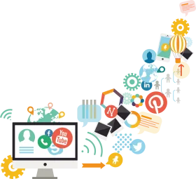 Digital Social Media Connectivity Ecosystem Illustration Clipart Design