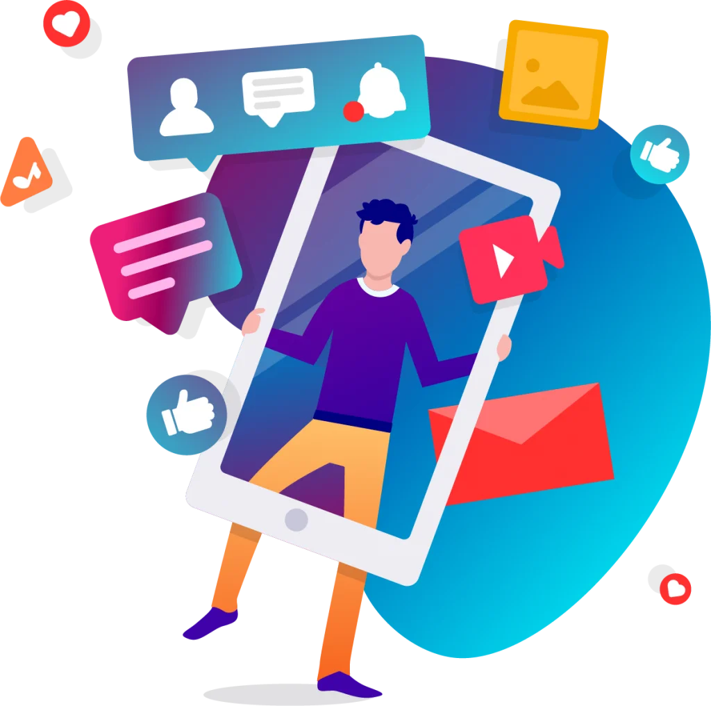 Dynamic Social Media Engagement Flat Design Illustration Clipart