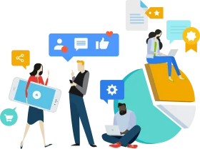 Dynamic Social Media Interaction and Digital Networking Clipart Illustration