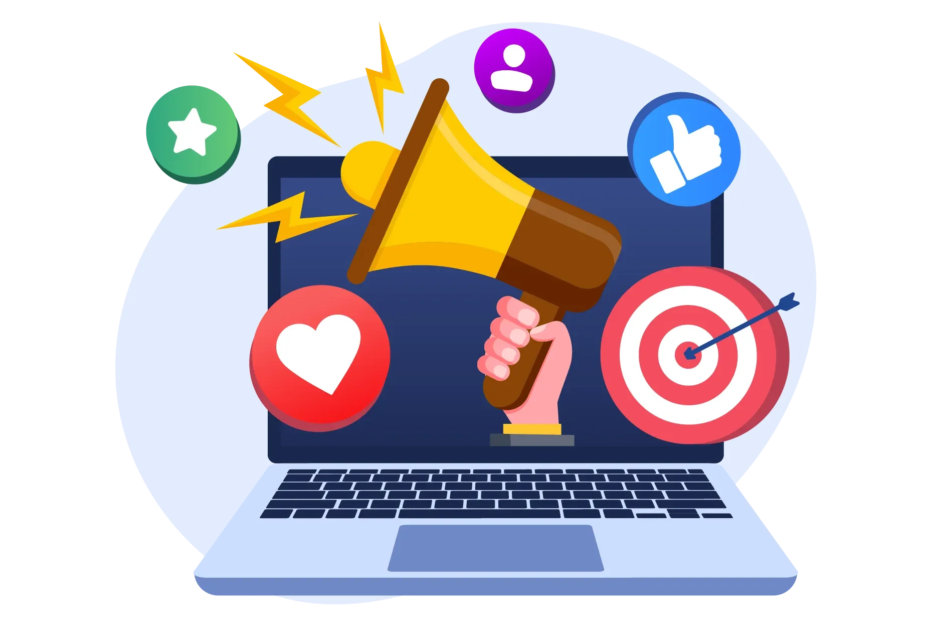 Dynamic Social Media Marketing Engagement Clipart with Interactive Elements