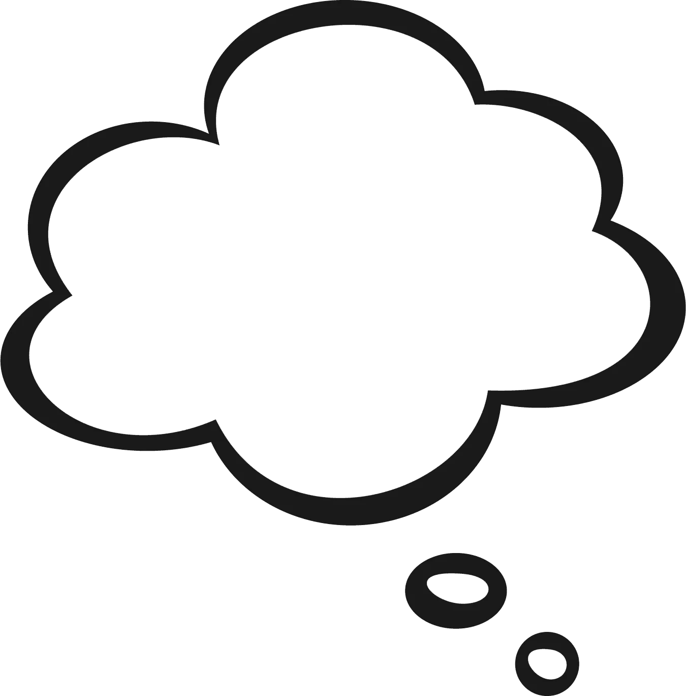Elegant Black and White Comic Thought Bubble Clipart Design Element