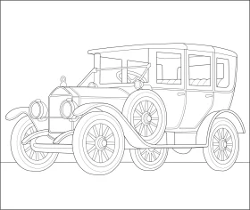Elegant Vintage Automobile Outline: Classic Car Line Art Clipart Design