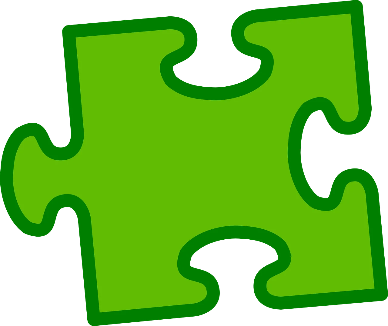 Emerald Green Jigsaw Puzzle Piece Clipart - Interlocking Puzzle Element Design