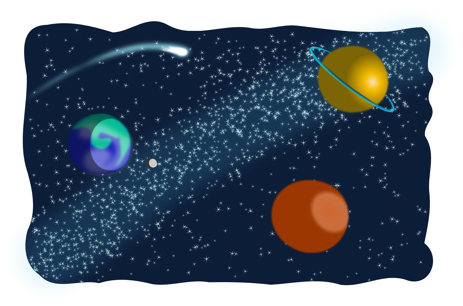 Enchanting Celestial Journey: Whimsical Space Exploration Clipart Design