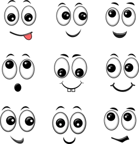 Expressive Cartoon Eyes and Mouths: A Playful Emotions Clipart Collection