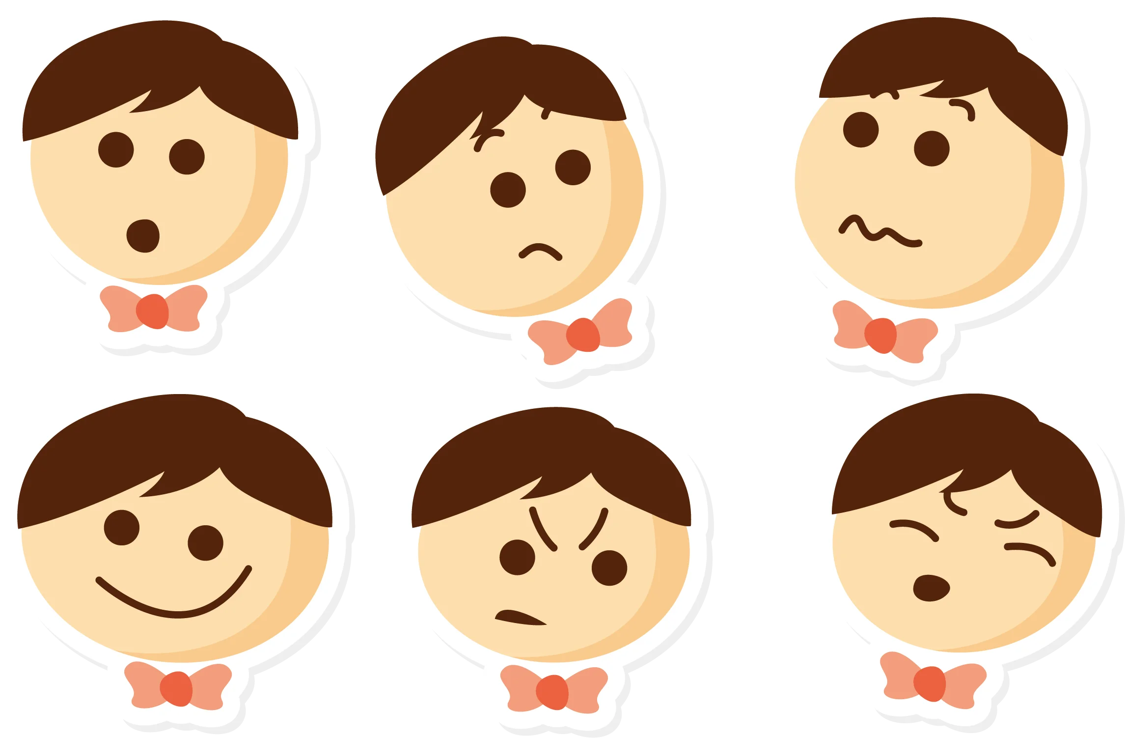 Expressive Cartoon Faces Clipart Showcasing Range of Emotional Expressions