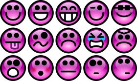 Expressive Pink Smiley Faces Clipart: A Spectrum of Emotional Emoji Icons